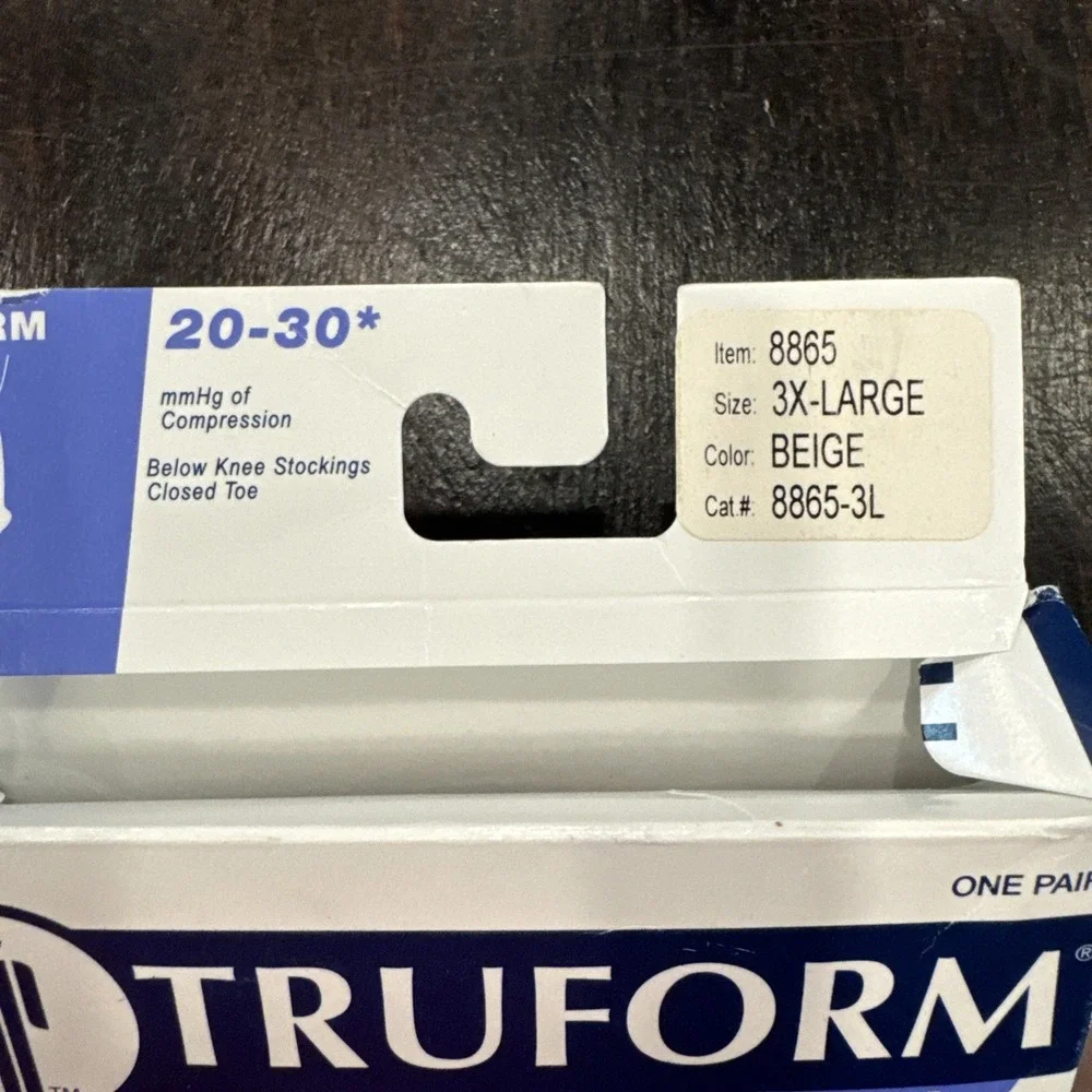 Truform 20-30 Below Knee Compression Stockings‎ Closed Toe Beige 3XL NIB